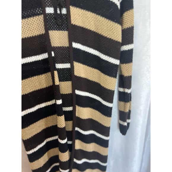 Vintage Y2K Rave Womens Knit Sweater Cardigan Duster Size M Striped Coachella - Picture 4 of 14